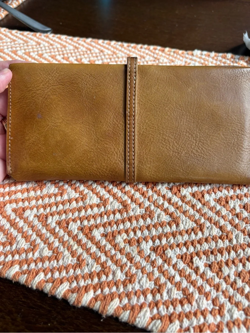 Leather Carmel Color Leteulo Billfold 9 Card Coin Wallet Vintage Soft Leather